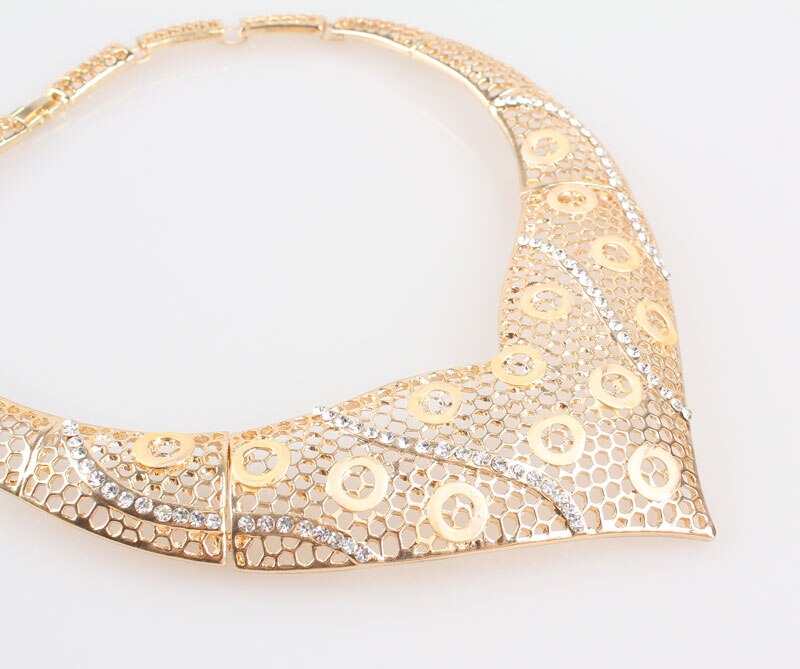 Gold Color Wedding Women Bridal Accessories African Costume Party Crystal Jewelry Sets