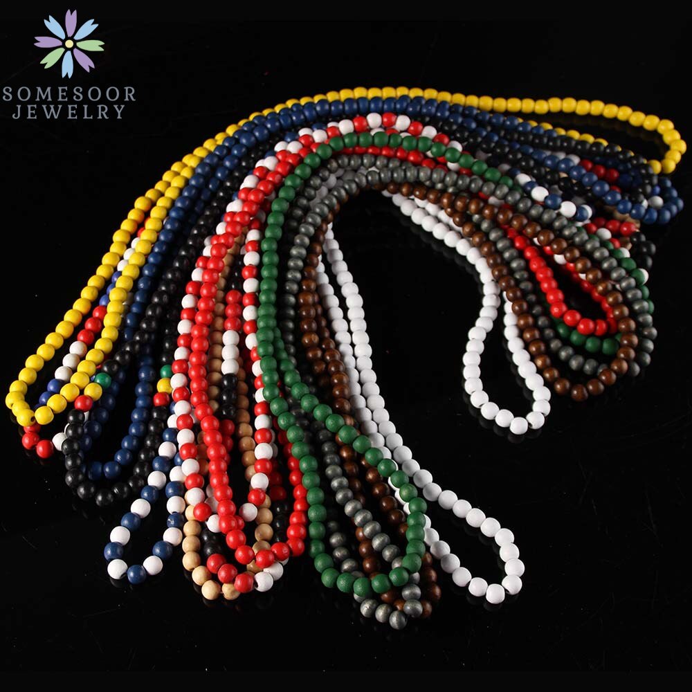 SOMESOOR-collar de cadena con cuentas redondas para hombre y mujer, cadena colorida de 45cm de longitud, accesorios colgantes hechos a mano, joyería