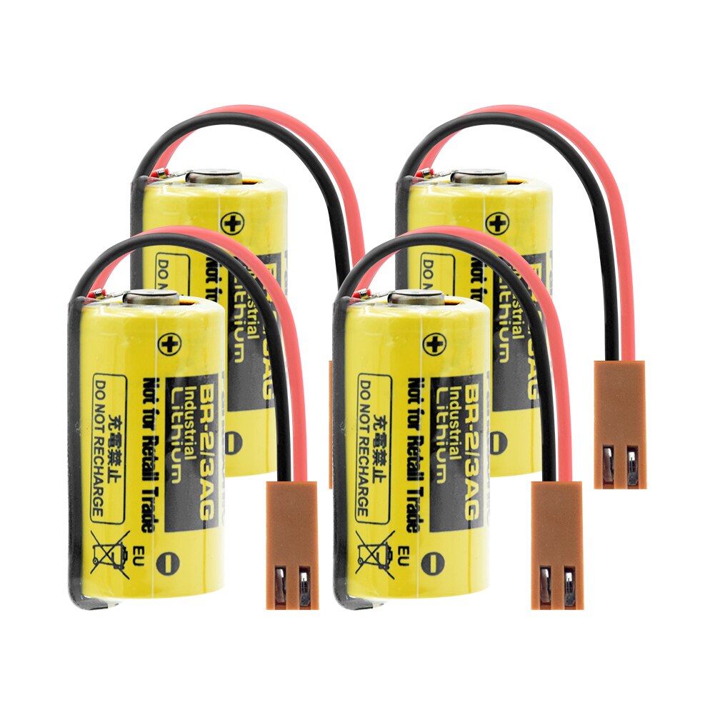 4Pcs BR-2/3AG Primary Dry Battery 3V 1200mAh PLC FANUC Control Lithium Back Up Batteries BR-2/3A / BR2/3AE2P / BR2/3A / CR17335