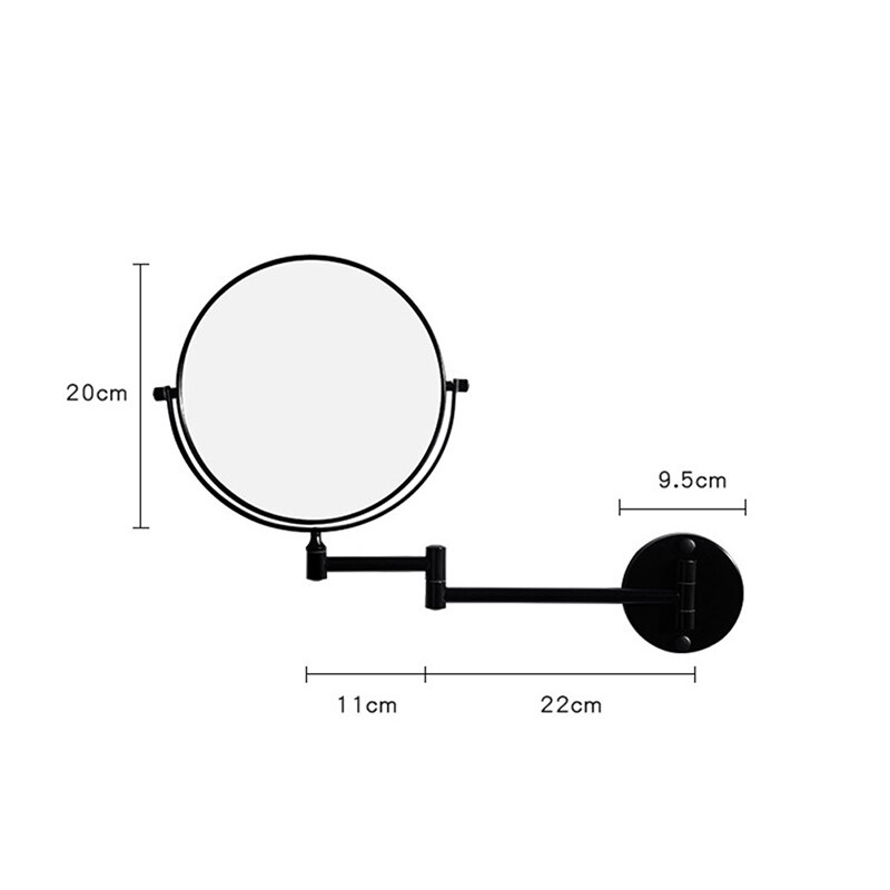 Banheiro fixado na parede espelho de maquiagem espelhos cosméticos banheiro beleza preta espelho dobrável lupa sem perfuração installat