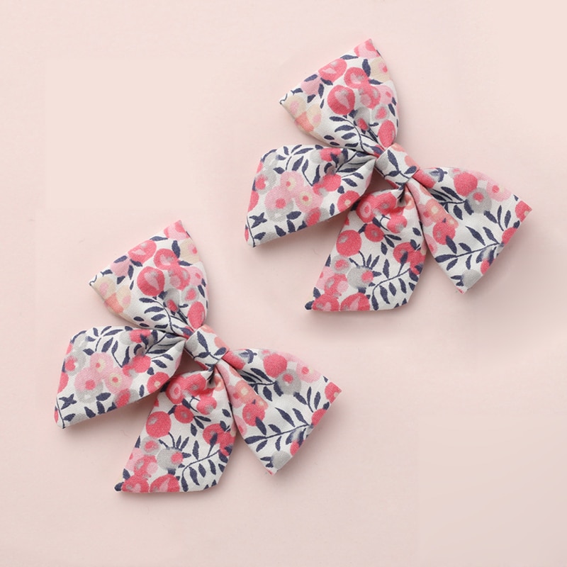 Pinzas para el pelo con estampado Floral para niña, pasador de pelo para niña, pasador de algodón Liberty, accesorios para el cabello de verano, 2 unids/set por juego