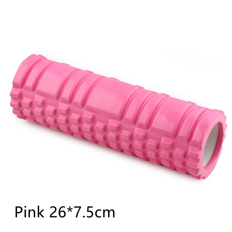 1 stk 26*7.5cm fitness rulle yoga foam roller fitness yoga tilbehør yoga cube foam roller muskel relax skum massage rulle: Lyserød