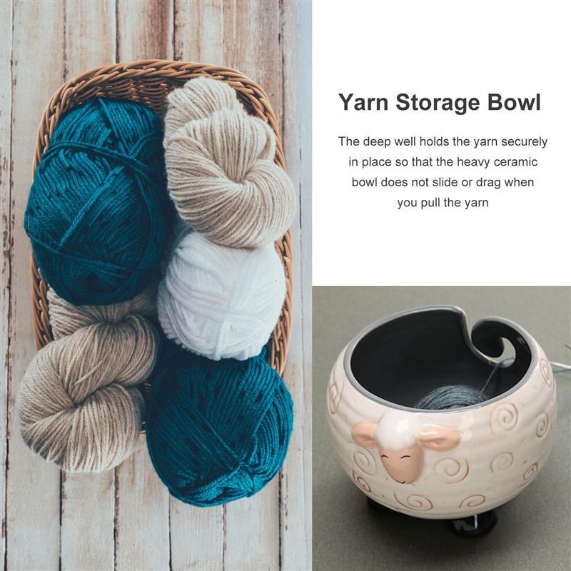 Ceramic Yarn Bowl Yarn Storage Bowl Organizer Knitted Crochet Wool Storage Bowl Cute Fun Sheep-Shaped Wool Storage Bowl