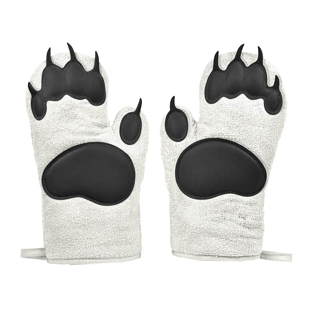2Pcs Siliconen Keuken Koken Bbq Dikker Pannenlap Oven Handschoenen Koken Bakken Ovenwanten Keuken Handschoenen: white