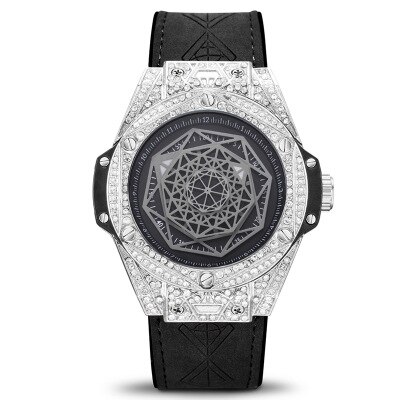 Kimsdun Luxe Diamant Horloge Voor Mannen Hip Hop Iced Out Horloge Mannen Quartz Horloges Rvs Dial Leather Horloge man