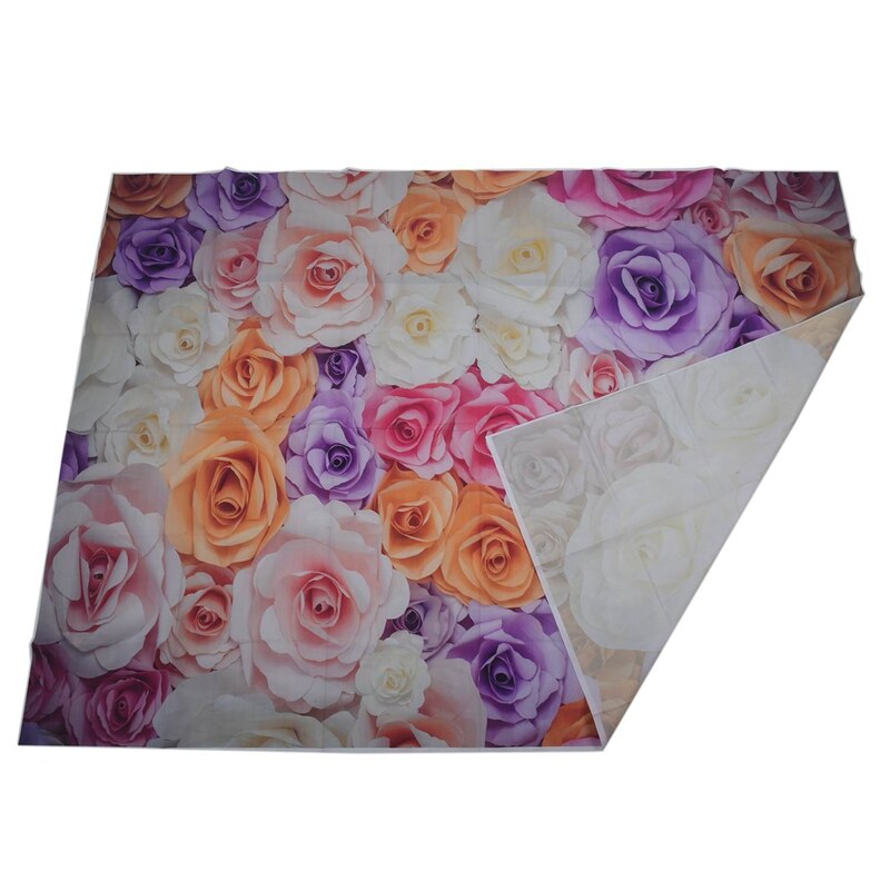 2Pcs Photography Backdrop Photo Studio Vinyl 5X7 Ft - Grey Background Wood Wall & Color Rose Flower Wall