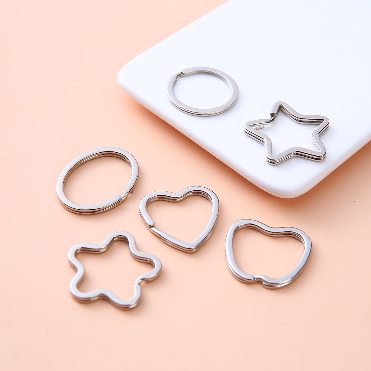 5/10/20/50 Uds llaveros de Metal llavero en forma de estrella de amor llaveros de anillo abierto para fabricación de joyería suministros para manualidades DIY