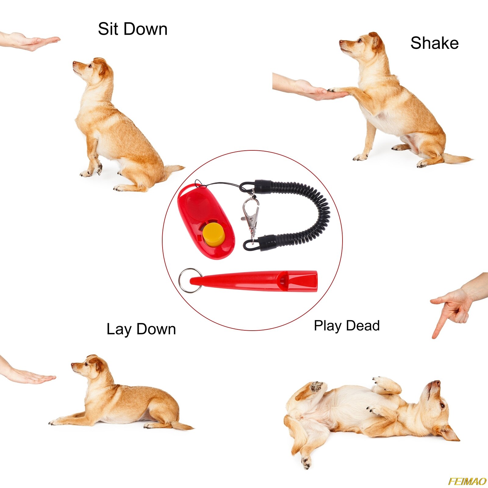 Dog Training Set, 5 Pieces Dog Whistles and Dog Training Clicker with Lanyard