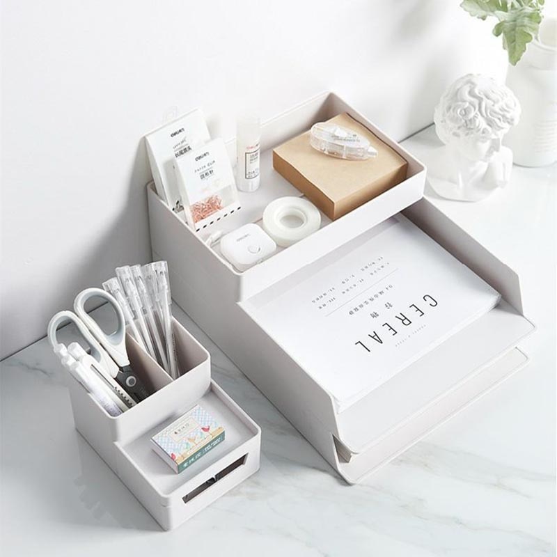 Multifunction Desktop File Rack A4 Document Trays Magazine Pen Holder Stationery Storage Box Desk Organizer Office Accessories