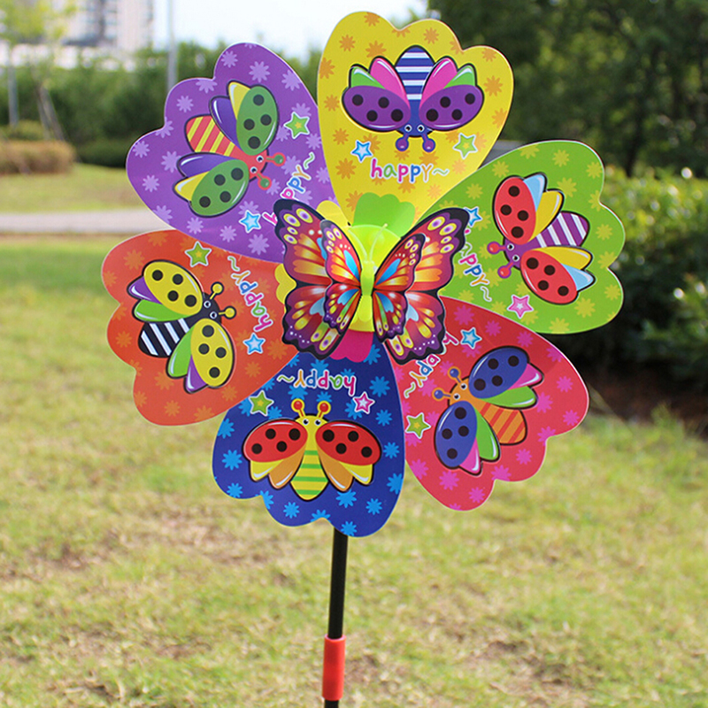 Schmetterling Blume Windmühle Bunte Wind Spinner Garten Hof Dekoration freundlicher Spielzeug