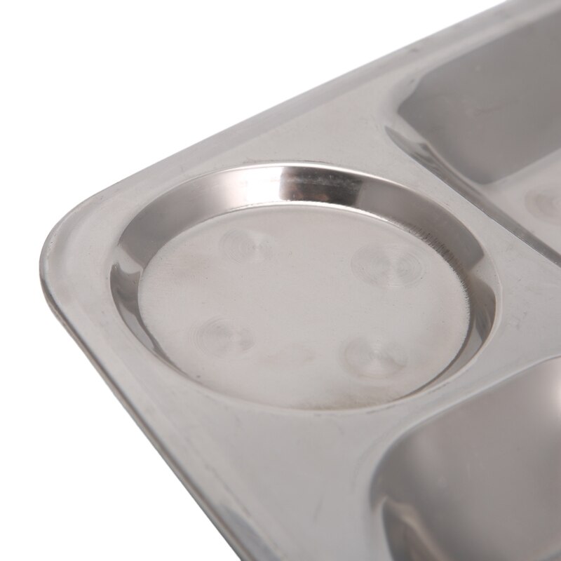 Rustfrit stål børn fade middagsplader opdelt middagsbakke frokost container mad tallerken til skolekantine 3/4/5 sektion