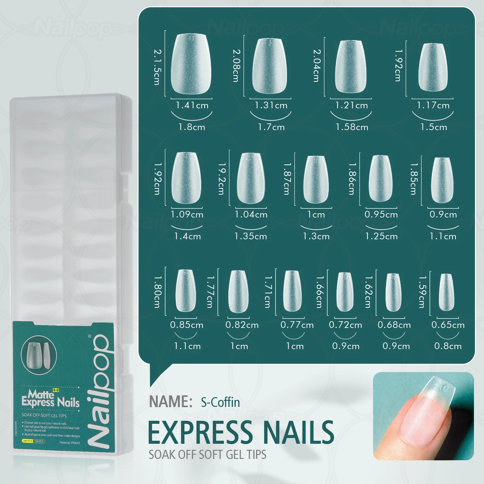 Nailpop 240 stks Matt Nail Capsule Gloednieuw Pre-buff Nail Tips voor Uitbreiding Hoge Matte Express Nagels Premium manicure: Black