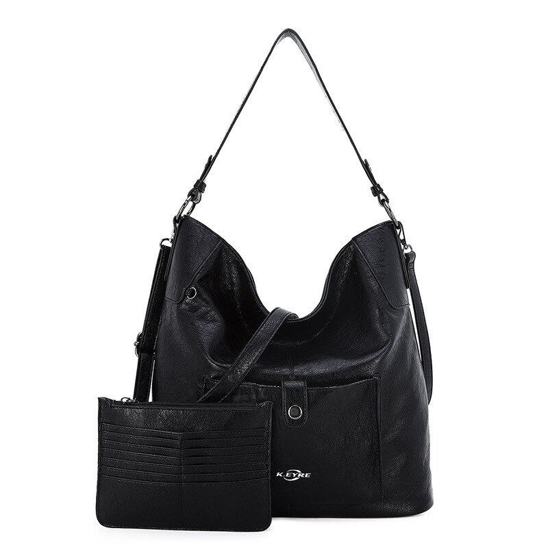 Grote Capaciteit Retro Effen Kleur Vrouwen Draagtas Cross Grens Mode Een Schouder Tas Leisure Vrouwen tas: Kl5208-687 1 Black