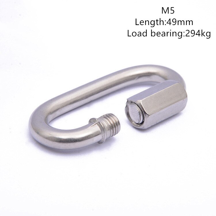 Stainless Steel Screw Lock Climbing Gear Carabiner Quick Links Safety Snap Hook Chain Connecting Ring Carabiner Chain Buckle: M5