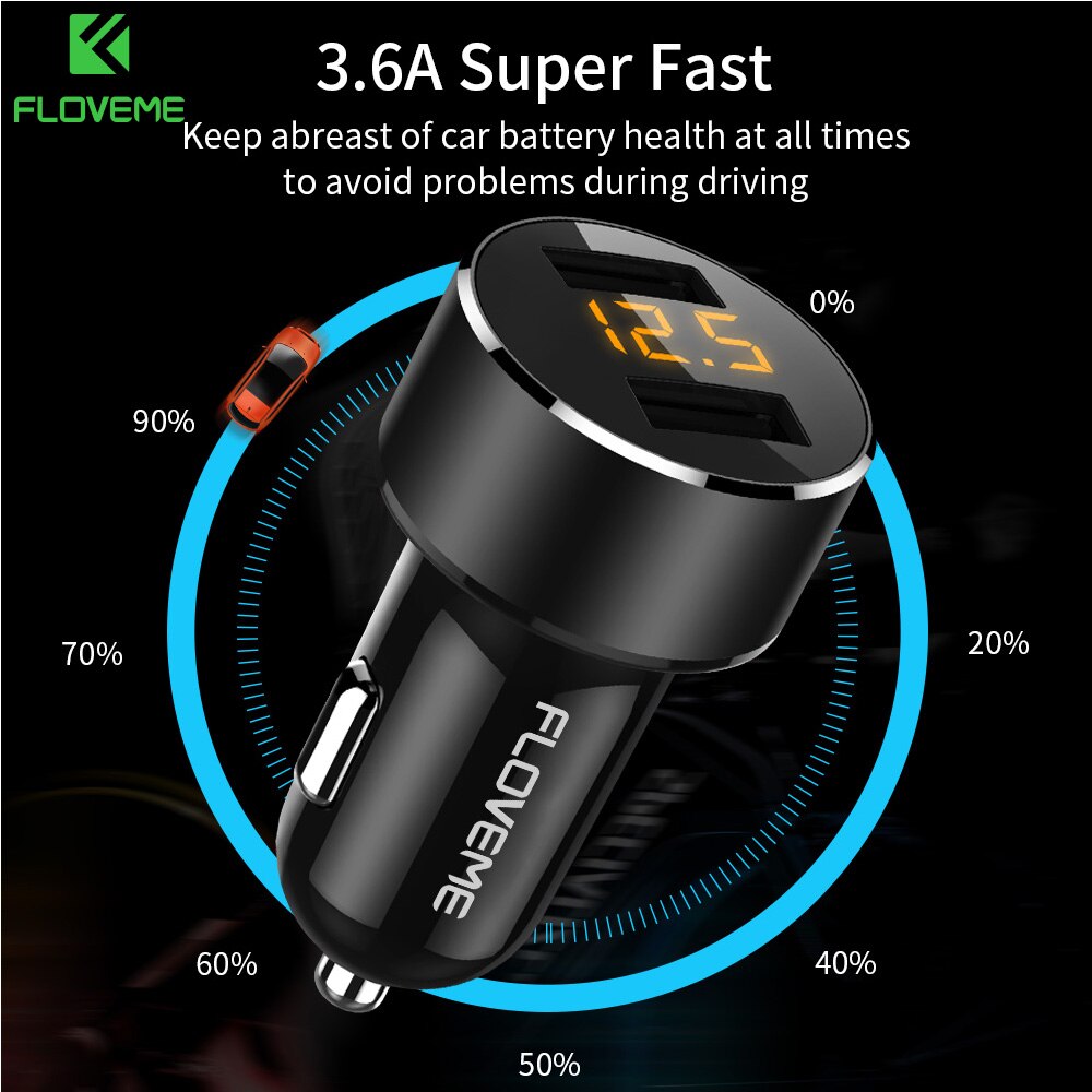 Floveme Autolader 18W Usb Charger Voor Iphone Xiaomi Dual Port Auto Chargeur Usb 3.6A Snelle Opladen Autolader voor Mobiele Telefoon