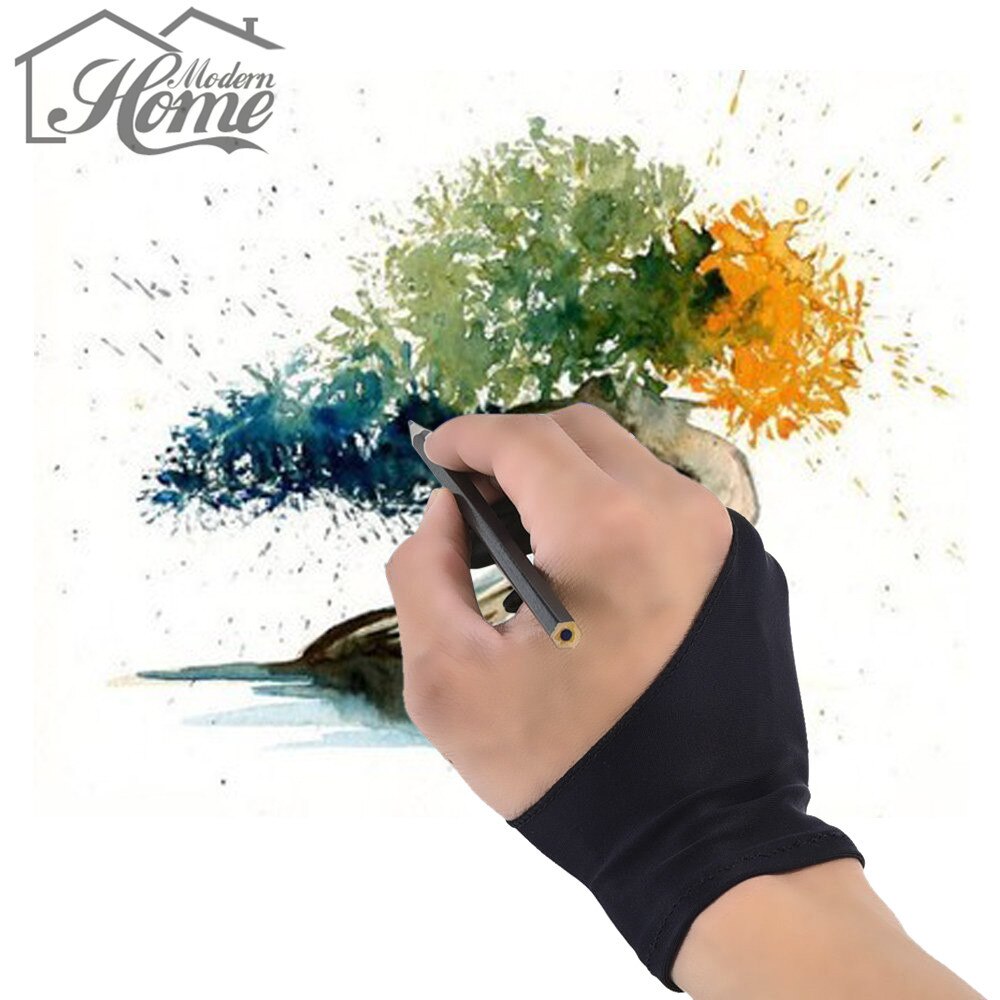 2 stücke Zeichnung Handschuhe Anti-fouling Künstler Handschuh Für Alle Grafiken Zeichnung Tablet Schwarz 2 Finger Sowohl Für Rechts links Hände Frei Größe