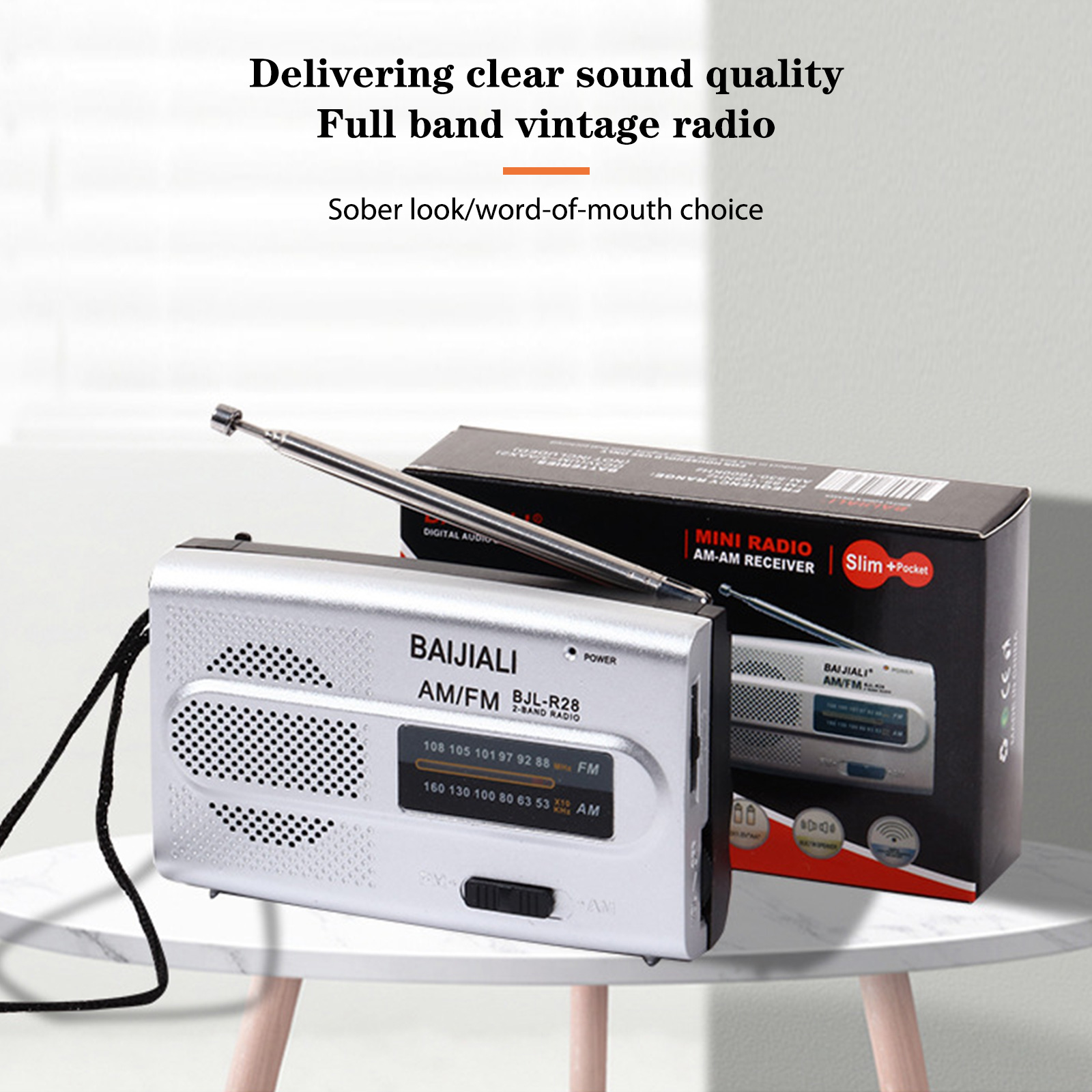 Digital Retro Radios Memory Function Handheld AM/FM Radios Manual Channel Search Battery Powered Built-In Speaker for Old People