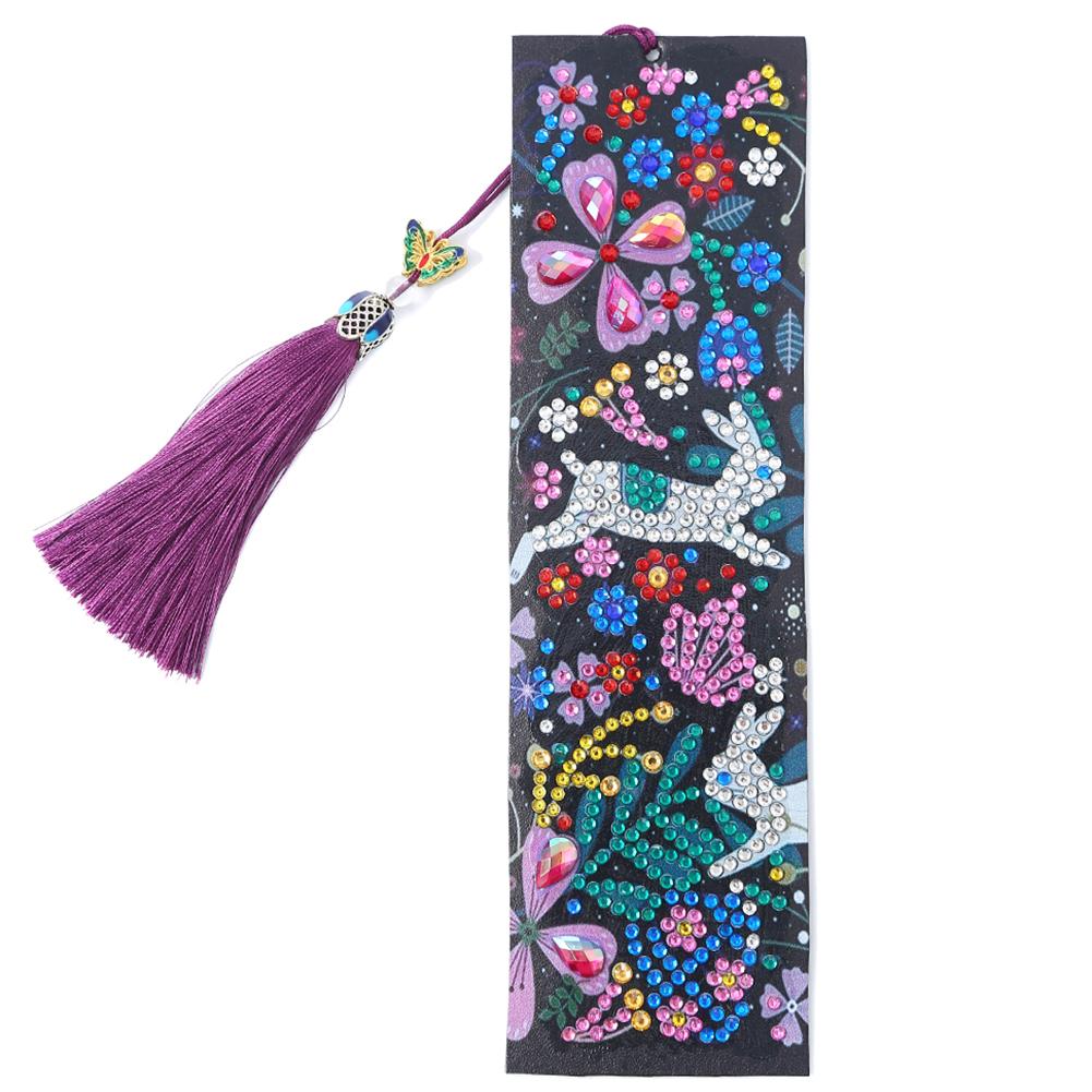 5d diamantmaleri læder bogmærker diy sæt specielt formet diamant broderi bog mærker gør kit diy håndværk: Sort