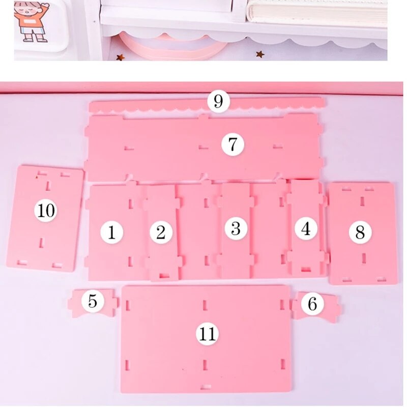 Mini support de bureau en bois rose pour ordinateur portable, organisateur de bureau, moniteur, augmenter les fournitures