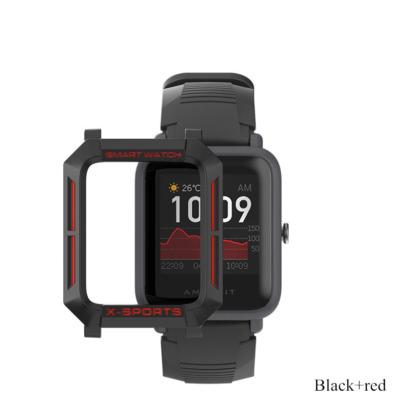Caja de reloj para Huami Amazfit Bip S funda para reloj TPU caso suave Carcasa protectora para Huawei Amazfit Bip Lite de la Juventud: Black red / Amazfit Bip Lite