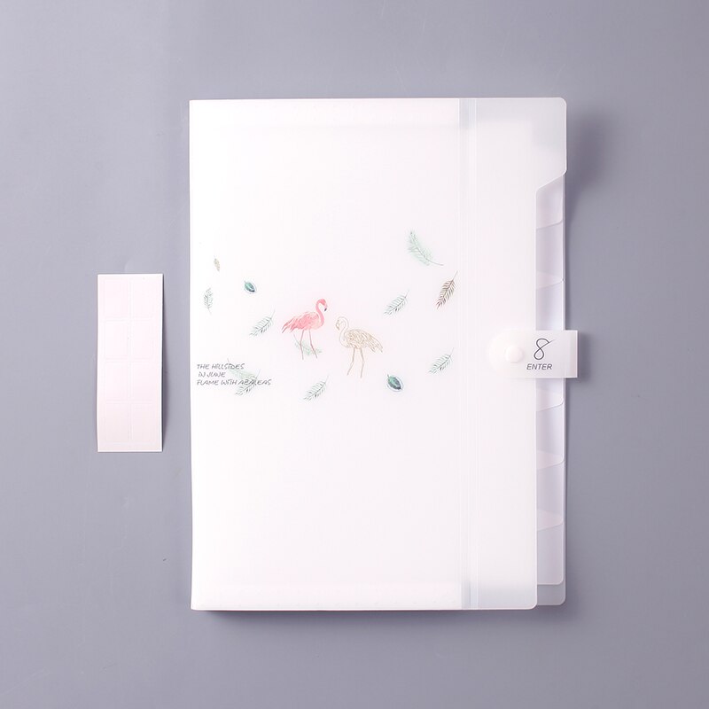 A4 pink flamingo 8 grid document bag file folder expanding cute portable organ bag organizer paper holder office school supplies