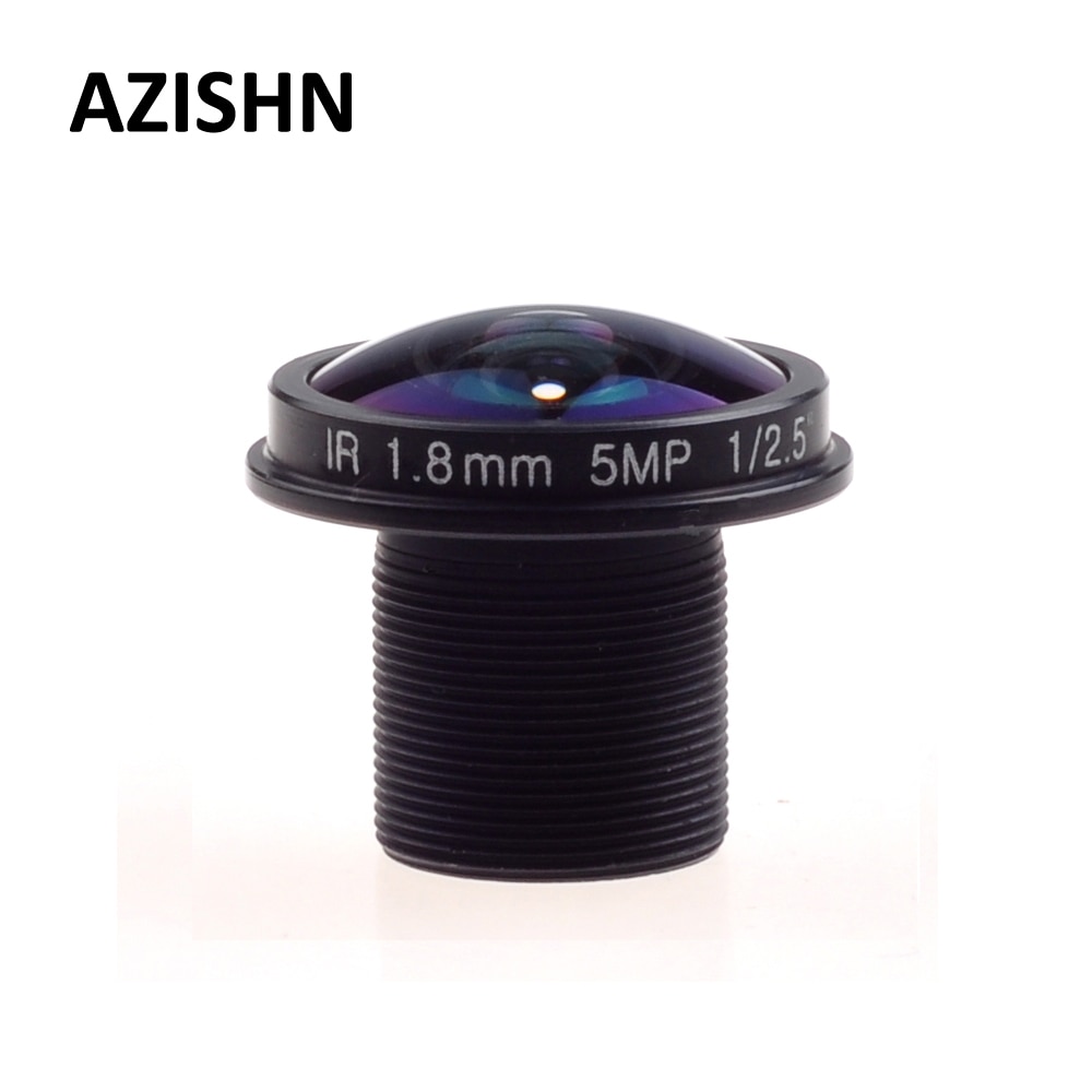 Azishn fisheye linse cctv linse 5mp 1.8mm m12 180 grader bred betragtningsvinkel  f2.0 1/2.5 &quot; til hd ip kamera