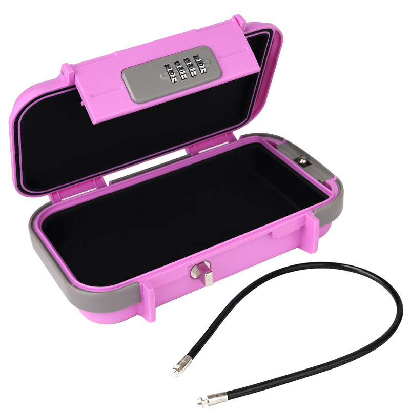 Draagbare Kleine Slotbox Combinatie Veiligheidskoffer Met Code Waterdichte Mini Reisdoos Met Verwijderbare Ketting Veiligheidsdoos: Roze