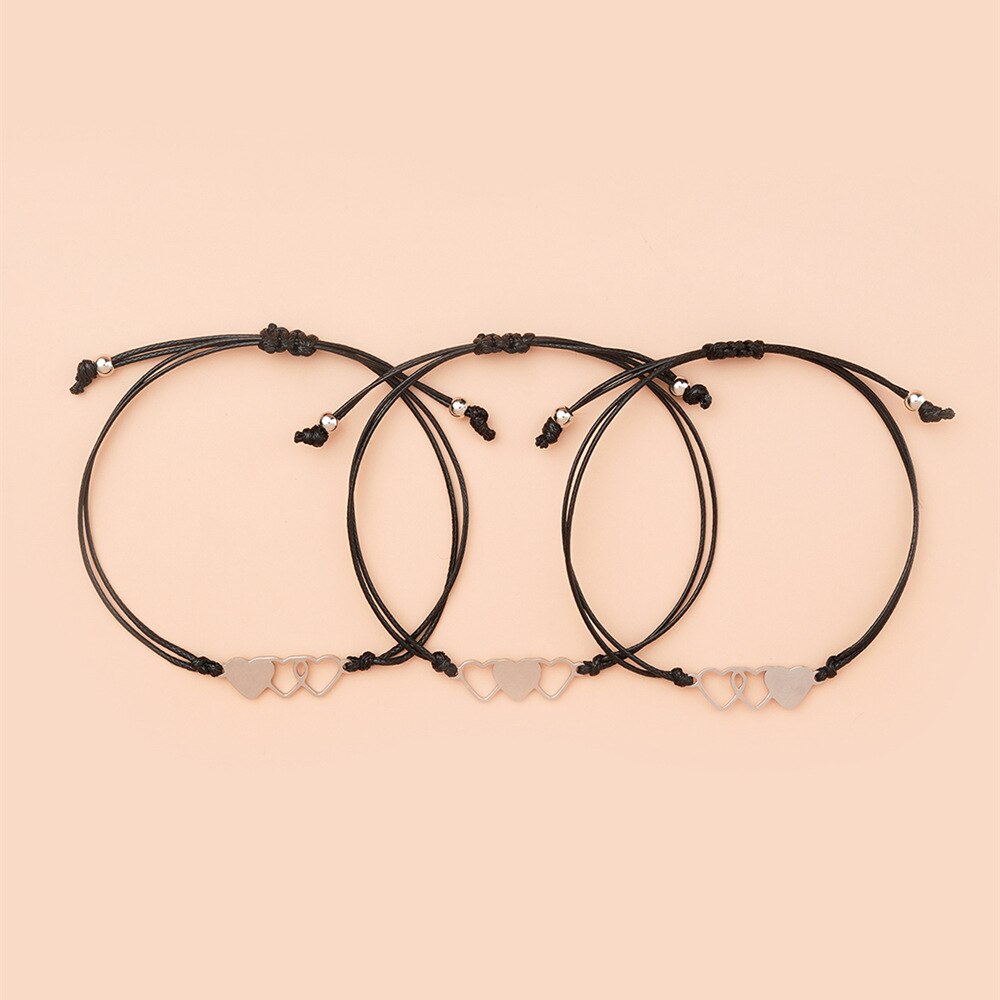 2/3/4 Sisters Bracelet Three Best Friend Bracelet Set Heart Shaped Hand Woven The Best Long Distance Friendship Bracelet