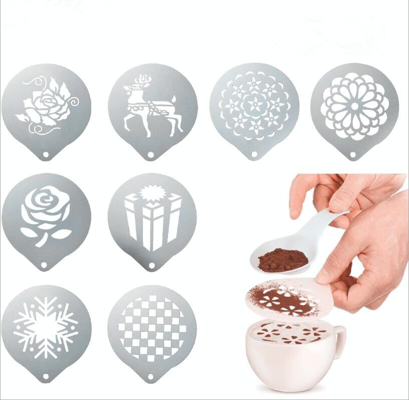 Stainless Steel Coffee Stencil Mold Powder Sugar Sifter Filter Coffee ...