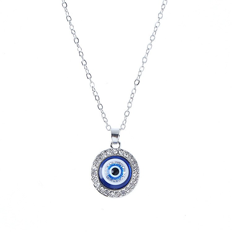 Antike 25MM 30MM 35MM Tiefe Meer Blau Evil Eye Anhänger Halskette Türkischen Blue Eye Choker Glas Auge leder Seil Kette Schmuck: c silver