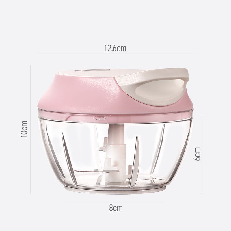 Kjøkken hvitløk grønnsakskutter rivjern mini manuell matte chopper knuser husholdning kjøtt moser skjæreverktøy kjøttdeig mikser makuleringsmaskin: Rosa