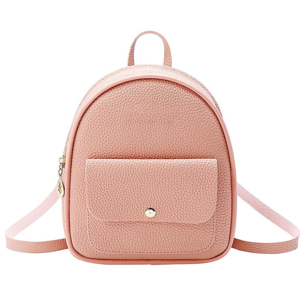 Women Shoulders Small Backpack Letter Purse Mobile Phone Simple Ladies Travel Bag Student School Backpacks: Pink