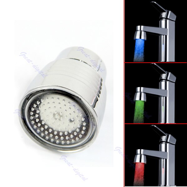 Temperatur Sensor 3 Farbe Küche Wasserhahn Wasserhahn RGB Glow Dusche LED Licht 964E