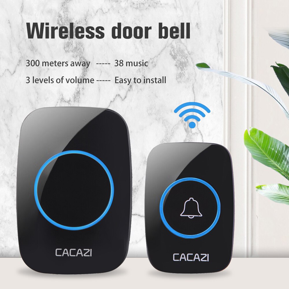 Home Wireless Doorbell Smart Calling Bell Waterproof 300M Remote Battery Button 60 Chimes 5 Volume Intelligent Door Bell Chime
