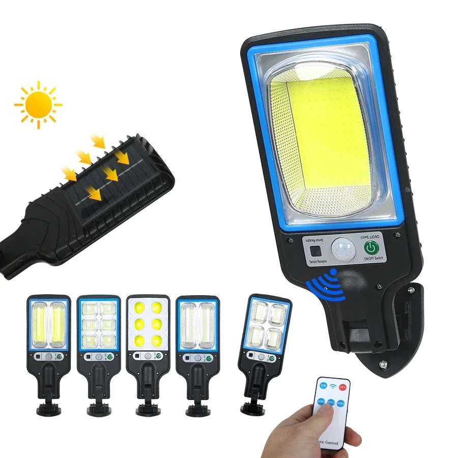 Outdoor Solar COB-straatverlichting met 3-lichtmodus Bewegingssensor Wandlamp Oplaadbare tuin Binnenplaats Yard Path Beveiligingslamp