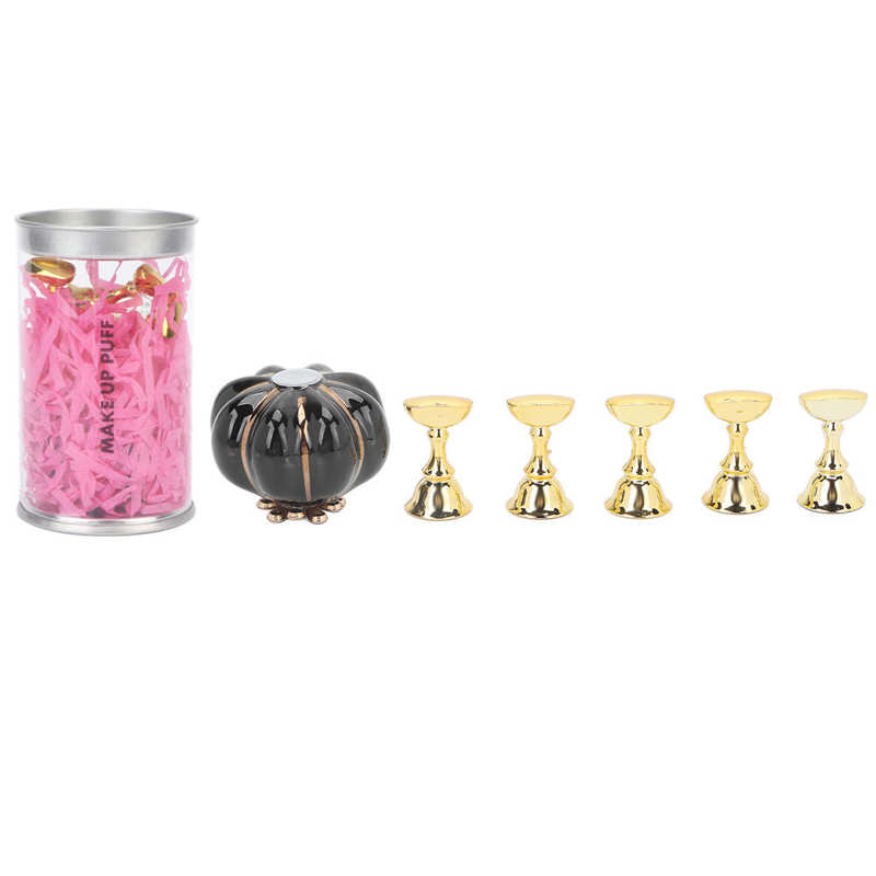 Arte do prego expositor magnético metal cerâmica prego prática estande profissional elegante portátil para salão de beleza em casa para iniciantes: black