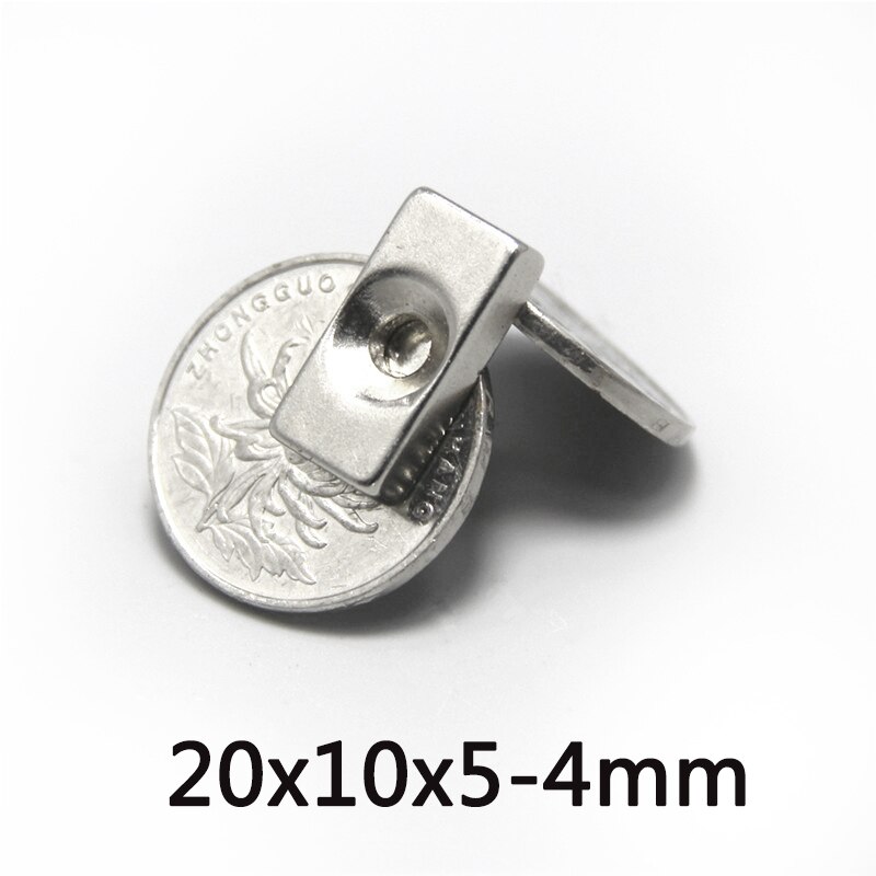 30 ~ 100 Pcs 20x10x5-4 Krachtige Blok Magnetische Verzonken Gat N35 Permanente Magneet 20x10x5-4mm Super Neodymium Magneten 25*10*5-4