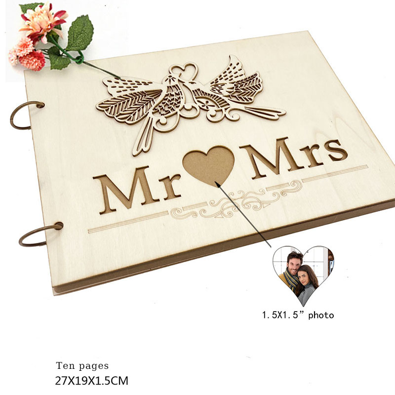Wooden Wedding Photo Frame Signature Guest Books Mr &amp; Mrs Love Wedding Decor For Weddings Rustic Wedding Bridal Shower Supplies