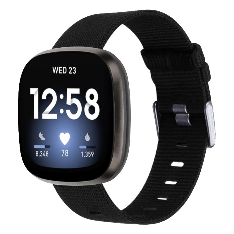 Nylonbånd til fitbit versa 3 strop lærred vævet armbånd armbånd erstatning for fitbit sense bands tilbehør kvinder mænd sl
