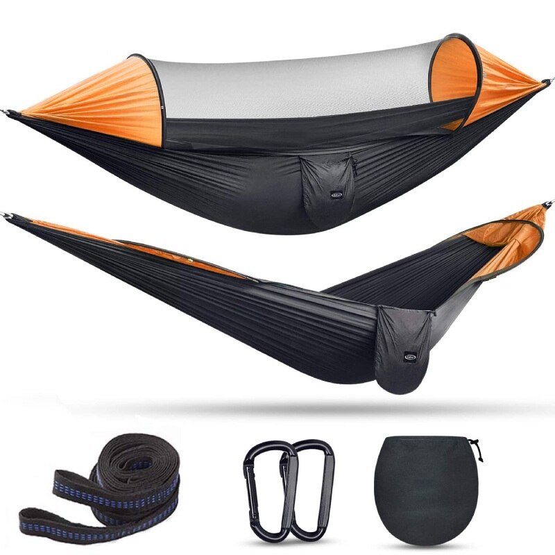 Große outdoor-campinghängematte mit moskitonetz für 2 personen, automatischer schnellöffnung, leicht, tragbar, zum aufhängen, schaukel  -40