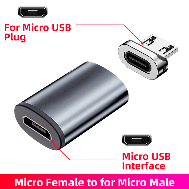 Magnetische USB Adapter - Micro USB Type-C Tips - Android Telefoon Datatransfer Kabel Converter: Roségoud