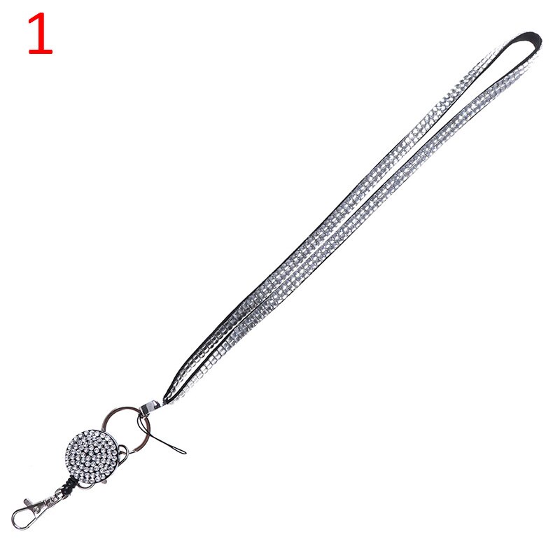 1 Pc Lanyard Crystal Rhinestone Mobile Phone Neck Strap Key Holder Rhinestone Lanyard Badge Reel: A1