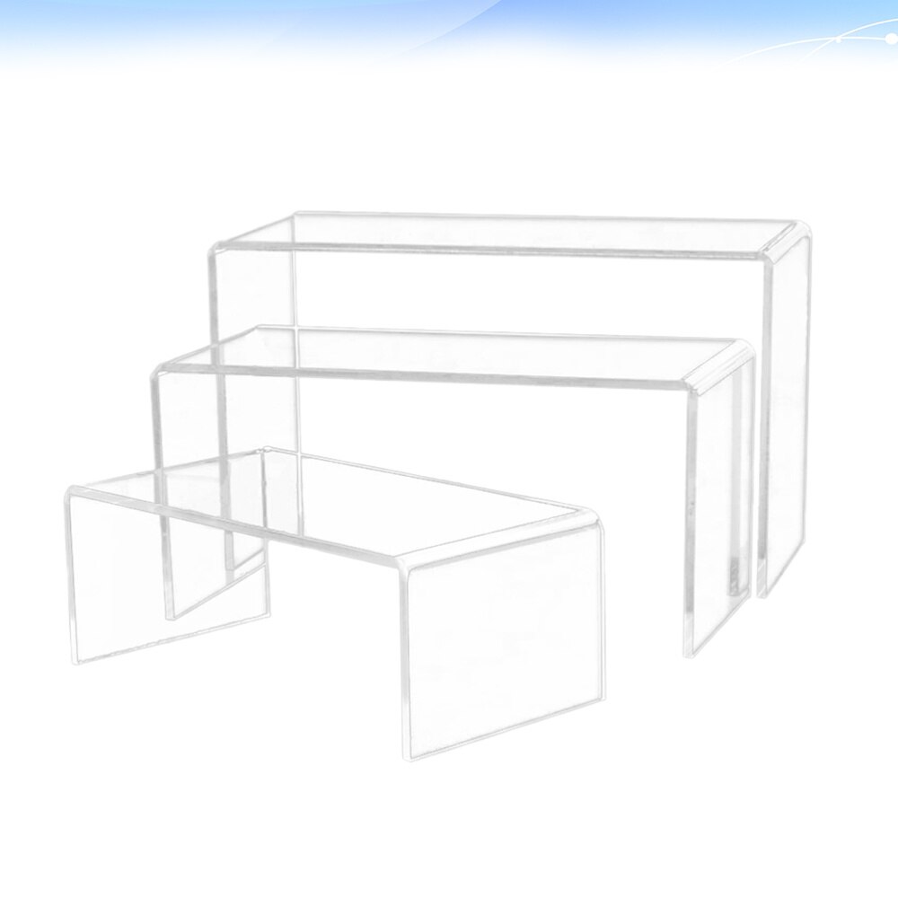 3 Pcs U Shaped Acrylic Storage Rack Clear Shelf Display Stand Desktop Organizer Holder for Model Bag Shoes - Size L: Picture 1