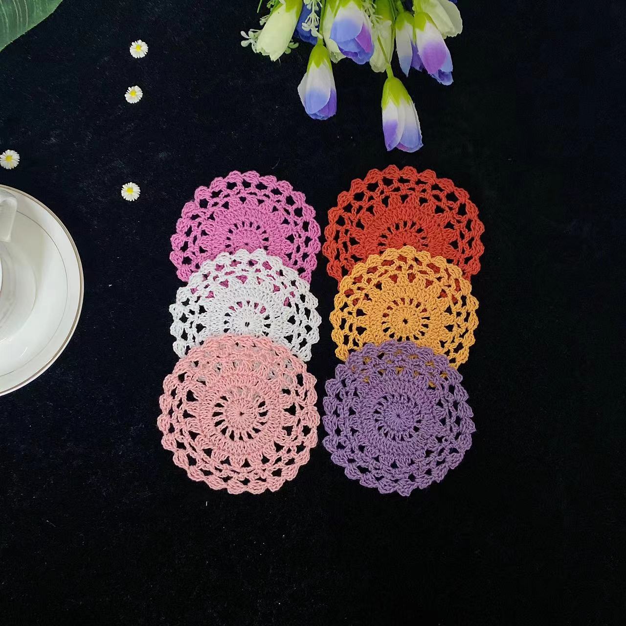 Napperon rond en coton pour Table à manger, 10CM, napperon en tissu, Crochet, tasse de thé de mariage, dessous de verre, boisson faite à la main, Doily cuisine