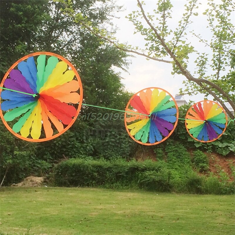 Rainbow Wheel Windmill Wind Spinner Whirligig Garden Home Lawn Yard Decoration