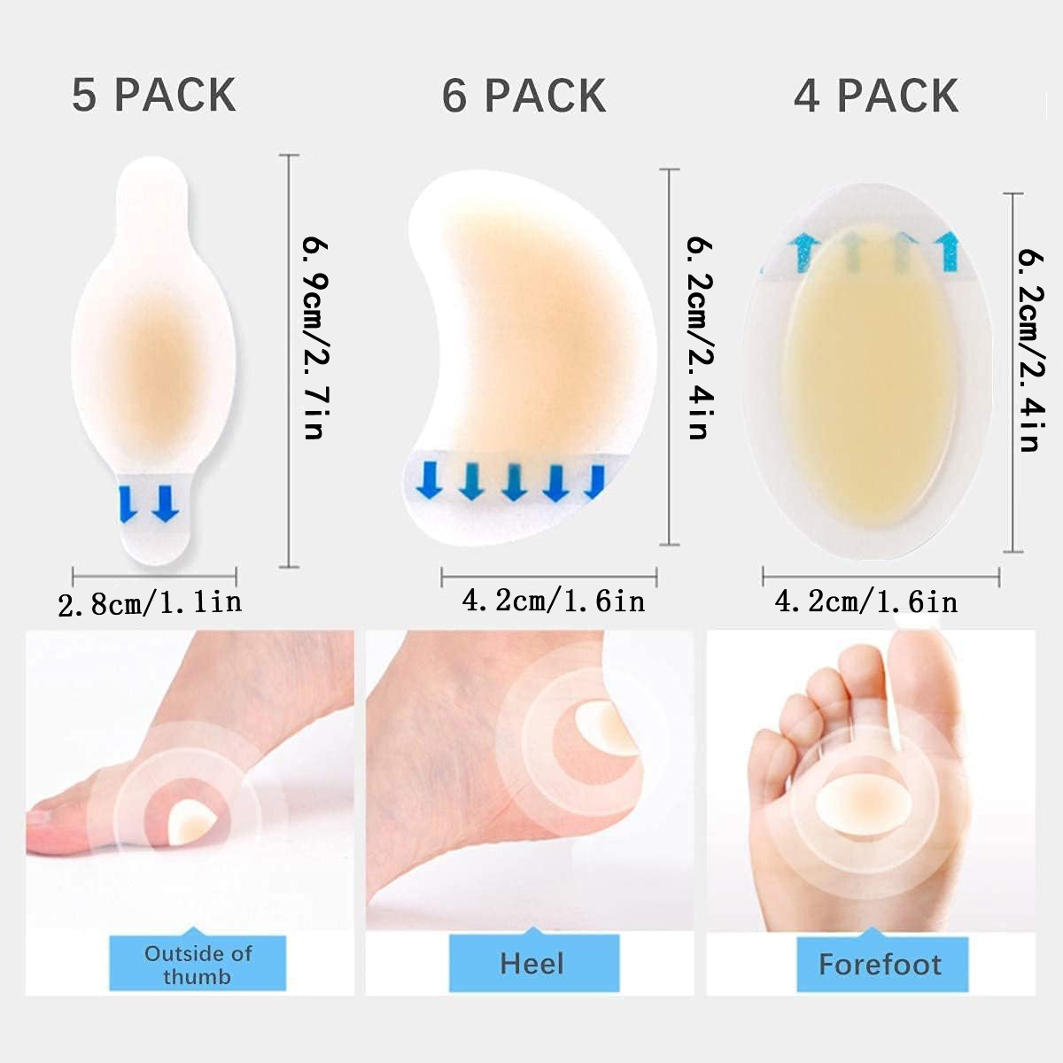 15 Stück Blase pflaster unsichtbare hydro kolloid Gel Blase Bandagen Blase Kissen Pad für Fersen fuß Zehen und Schutz haut
