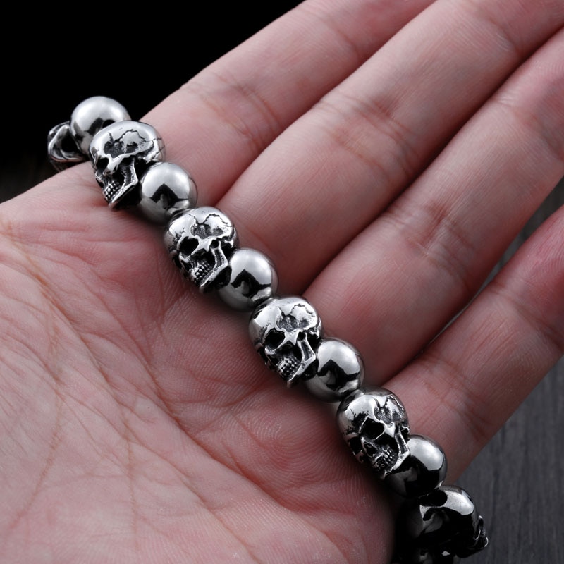 BEIER Cool Punk Adjustable Skull Bracelet For Man 316 Stainless Steel Man's Jewelry BC8-027