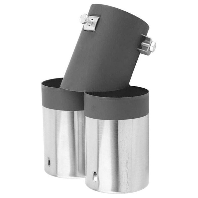 Universal Dual-Tube Car Tail Pipe, Two Black and White Car Tailpipes, Stainless Steel Exhaust Pipe