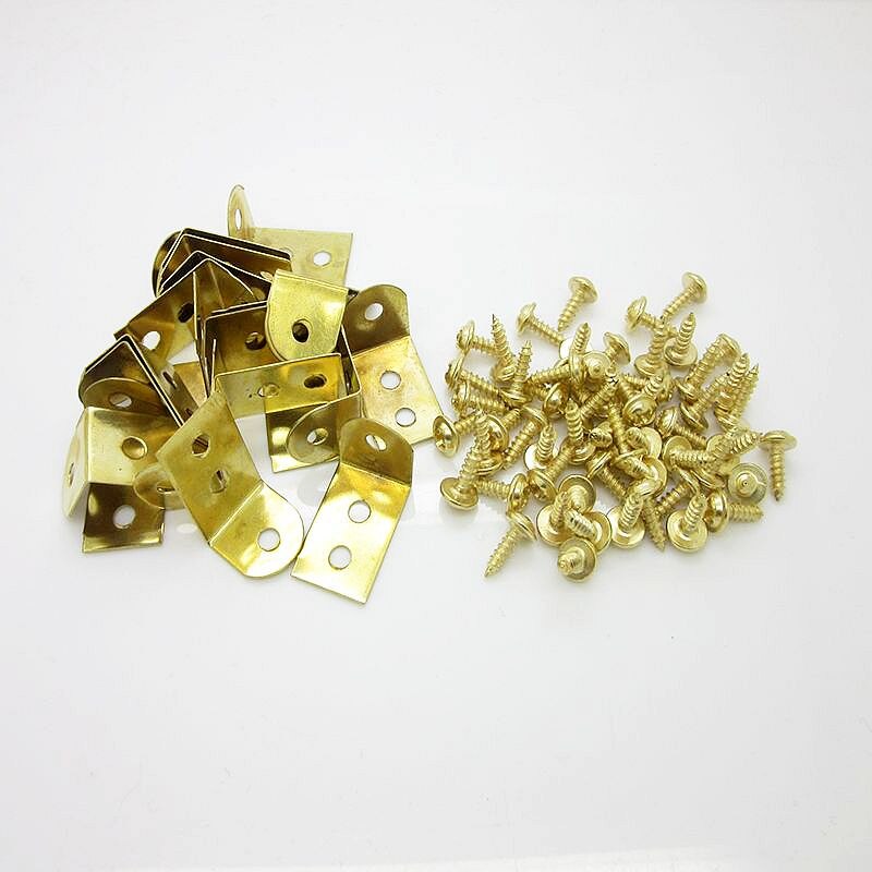 20 pcs Corner Brackets Photo Hardware Accessories Picture Frame Angle Iron Wrap Angle Thin Section Bracket With Screws