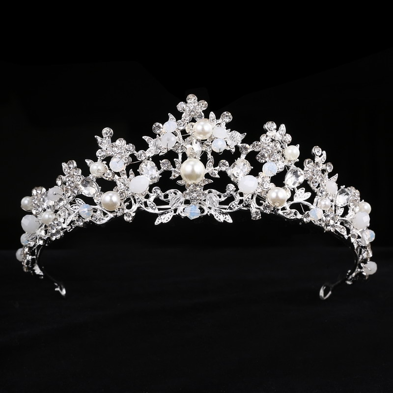 Handmade Crystal Tiara Princess Crown wedding Hair Accessories bridal Rhinestone Beads headbands Diadem jewelry Birthday